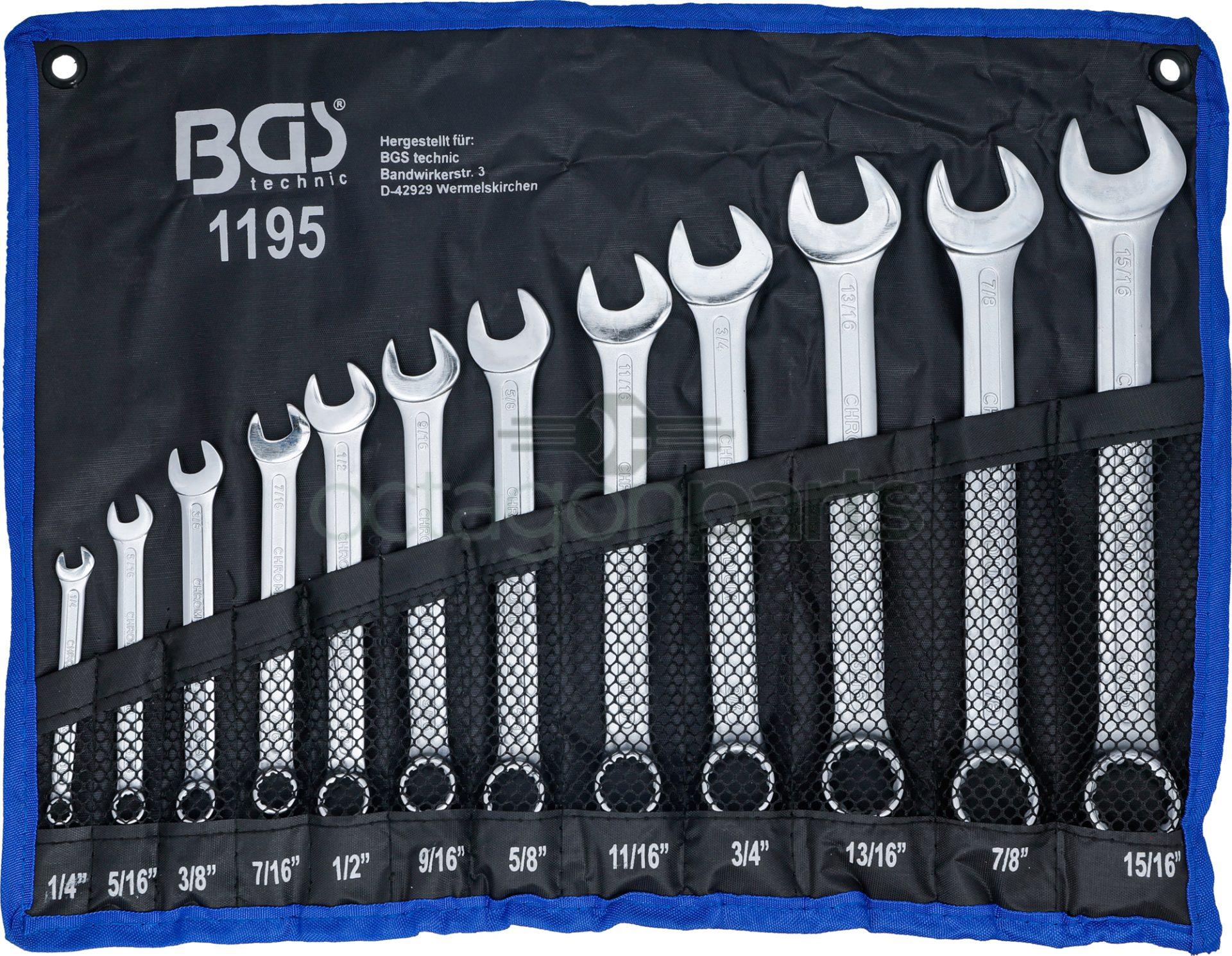 Steek- Ringsleutelset - Inch Maten - 12 dlg - BGS - Afbeelding 3