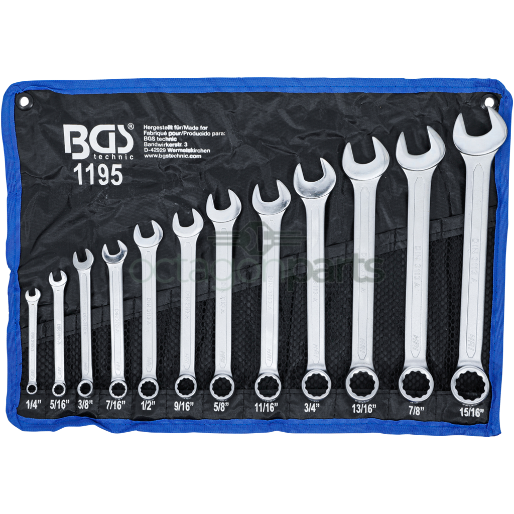 Steek- Ringsleutelset - Engelse Maten - 12 delig - BGS 1195
