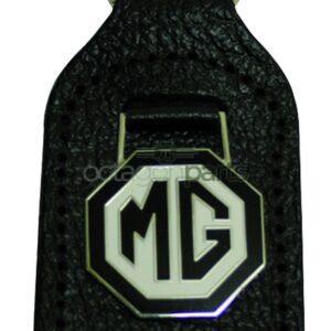 Sleutelhanger MG logo - Zwart - Zwart/Wit Logo - Rechthoekig - Lederen sleutelhanger met MG logo.