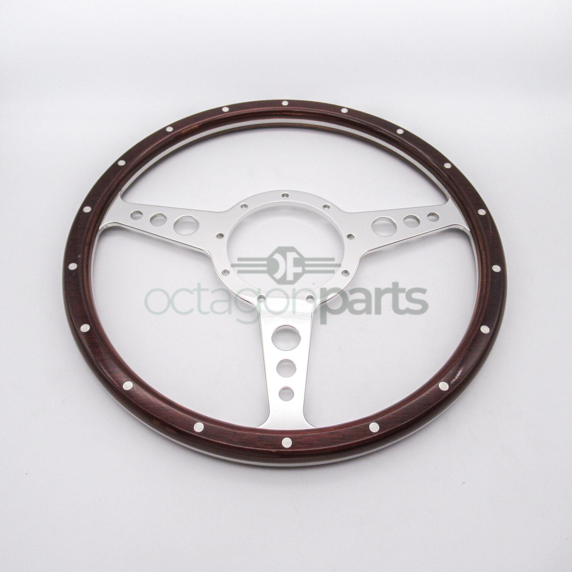 Stuur 13 Inch - Donker hout - Holes - Vlak