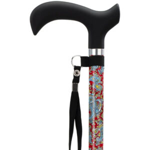 Wandelstok met ergonomisch handvat - Hoogteverstelling - Rood Paisley